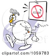 Poster, Art Print Of Moodie Character Hanging A No Smoking Sign