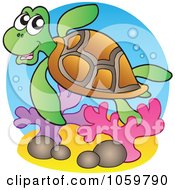 Poster, Art Print Of Swimming Sea Turtle Logo