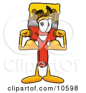 Clipart Picture Of A Paint Brush Mascot Cartoon Character Flexing His Arm Muscles