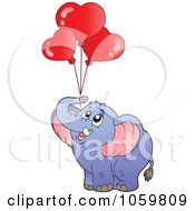 Royalty Free Vector Clip Art Illustration Of An Elephant With Valentine Balloons
