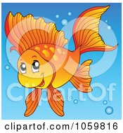 Royalty Free Vector Clip Art Illustration Of A Happy Goldfish In Blue Water by visekart