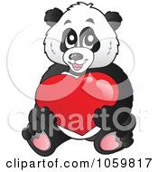 Poster, Art Print Of Panda Bear Holding A Heart