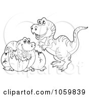 Poster, Art Print Of Coloring Page Outline Of A Tyrannosaurus Hatching