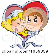 Poster, Art Print Of Wedding Couple In A Ribbon Heart