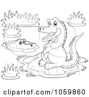 Poster, Art Print Of Digital Collage Of Coloring Page Outlines Of Crocodiles