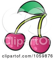 Royalty Free Vector Clip Art Illustration Of Two Cherries by visekart