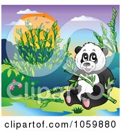 Poster, Art Print Of Panda Bear Holding Bamboo In The Wild