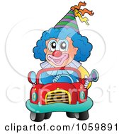 Royalty Free Vector Clip Art Illustration Of A Clown Driving A Car