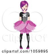 Poster, Art Print Of Punky Styled Teenage Girl Wearing A Skirt And Skull Shirt