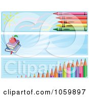 Poster, Art Print Of Digital Collage Of Crayon Book And Colored Pencil School Website Banners