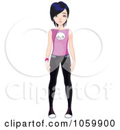 Royalty Free Vector Clip Art Illustration Of A Punky Styled Teen Girl Wearing A Skull Shirt