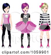 Digital Collage Of Three Teen Punk Girls