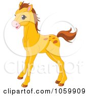 Royalty Free Vector Clip Art Illustration Of A Cute Yellow Pony With Brown Freckles