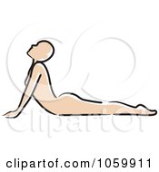 Royalty Free Vector Clip Art Illustration Of An Outlined Caucasian Woman In The Cobra Yoga Position