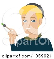 Royalty Free Vector Clip Art Illustration Of A Blond Male Artist Holding A Paintbrush