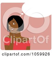 Royalty Free Vector Clip Art Illustration Of A Happy Young Black Woman In Thought