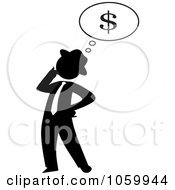 Poster, Art Print Of Black Silhouetted Businessman Thinking Of Finances