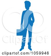 Poster, Art Print Of Blue Silhouetted Businessman