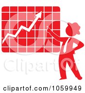 Poster, Art Print Of Red Silhouetted Businessman Discussing A Growth Chart