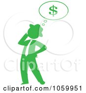 Poster, Art Print Of Green Silhouetted Businessman Thinking Of Finances
