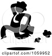 Poster, Art Print Of Black Silhouetted Businessman Running