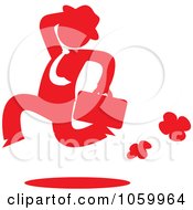 Poster, Art Print Of Red Silhouetted Businessman Running