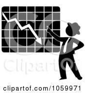 Poster, Art Print Of Black Silhouetted Businessman Discussing A Decline Chart