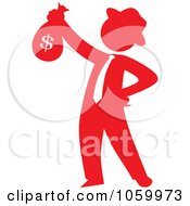 Poster, Art Print Of Red Silhouetted Philanthropist Businessman Holding A Money Bag