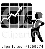 Poster, Art Print Of Black Silhouetted Businessman Discussing A Growth Chart