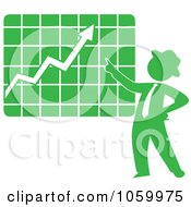 Poster, Art Print Of Green Silhouetted Businessman Discussing A Growth Chart