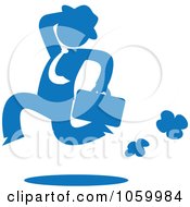 Poster, Art Print Of Blue Silhouetted Businessman Running