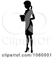 Poster, Art Print Of Black Silhouetted Businesswoman Holding Papers