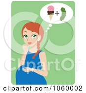 Poster, Art Print Of Red Haired Pregnant Woman Craving Ice Cream And Pickles