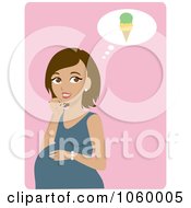 Poster, Art Print Of Hispanic Pregnant Woman Craving Ice Cream