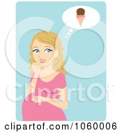 Poster, Art Print Of Blond Pregnant Woman Craving Ice Cream