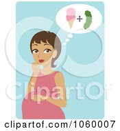 Poster, Art Print Of Hispanic Pregnant Woman Craving Ice Cream And Pickles