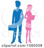 Poster, Art Print Of Silhouetted Business Man And Woman
