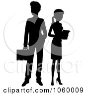 Poster, Art Print Of Black Silhouetted Business Man And Woman