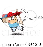 Poster, Art Print Of Cartoon Baseball Boy Hitting A Home Run