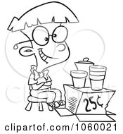 Poster, Art Print Of Cartoon Black And White Outline Design Of A Lemonade Tycoon Boy
