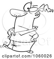 Royalty Free Vector Clip Art Illustration Of A Cartoon Black And White Outline Design Of An Impatient Man Tapping His Foot