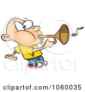 Poster, Art Print Of Cartoon Boy Playing A Bugle