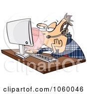 Royalty Free Vector Clip Art Illustration Of A Cartoon Tech Support Worker Blowing Bubble Gum by toonaday