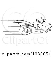 Poster, Art Print Of Cartoon Black And White Outline Design Of A Super Cat Flying