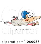 Royalty Free Vector Clip Art Illustration Of A Cartoon Baseball Player Sliding For Home