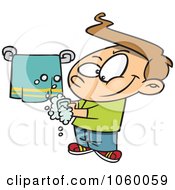 Poster, Art Print Of Cartoon Clean Boy Washing His Hands