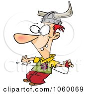 Royalty Free Vector Clip Art Illustration Of A Cartoon April Fool Guy Using A Squirting Flower