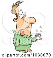 Poster, Art Print Of Cartoon Man Tasting Bad Milk