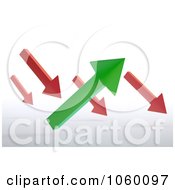 Poster, Art Print Of 3d Red And Green Arrows Pointing Slightly Up And Down
