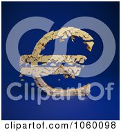 Poster, Art Print Of 3d Crumbling Euro Symbol On Blue - 1